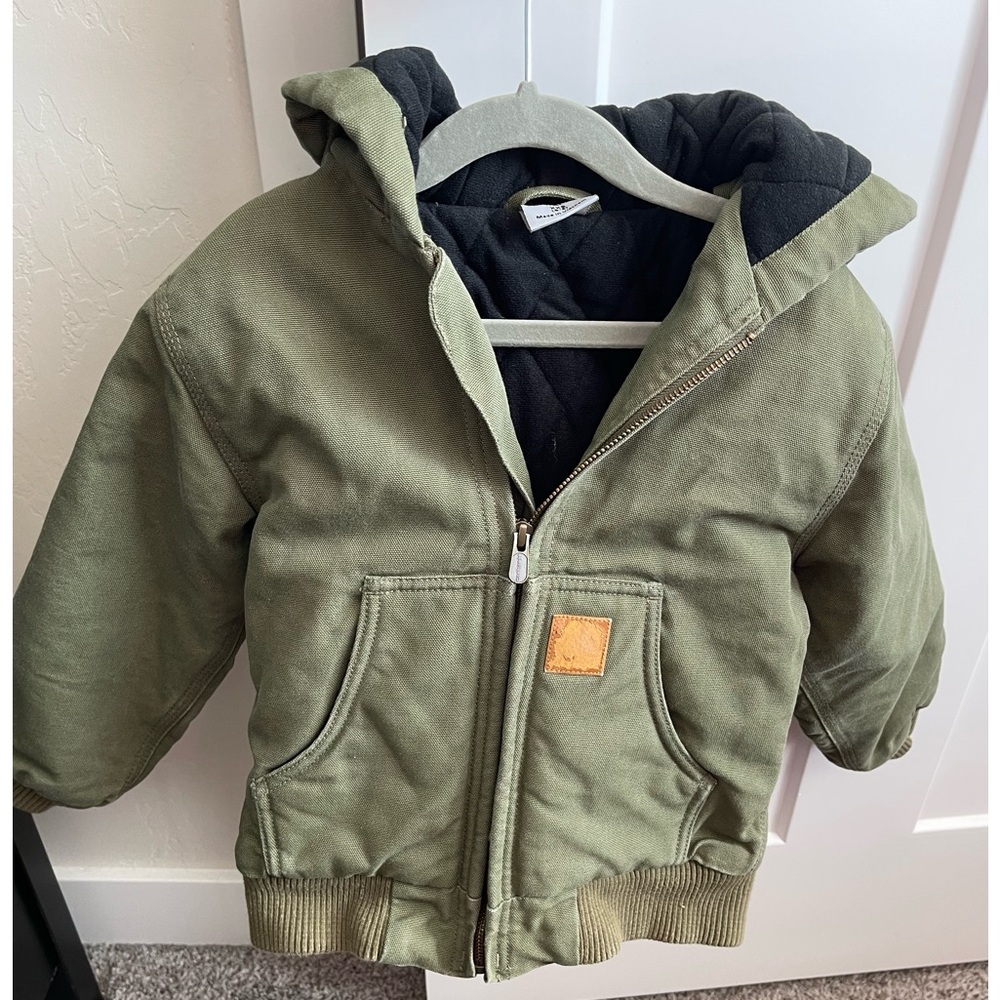 BOYS' FLANNEL QUILT LINED ACTIVE JAC in olive XXS 4-5
